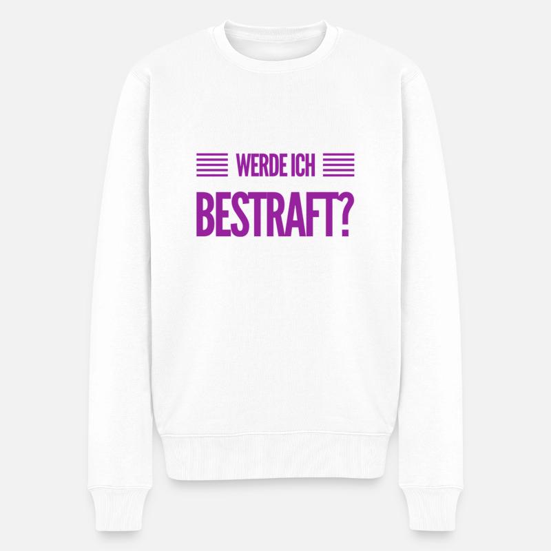bekomme ich jetzt eine Strafe? - Männer Premium Bio Pullover - Weiß