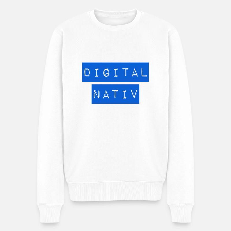 ich bin ein digital nativ - Männer Premium Bio Pullover - Weiß