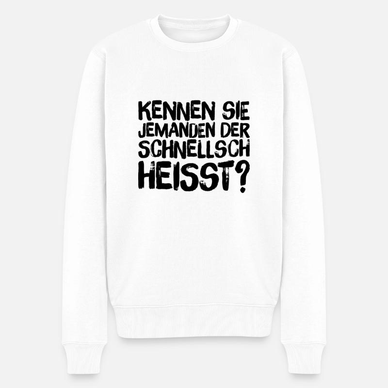 wer heißt den Schnellsch? - Männer Premium Bio Pullover - Weiß