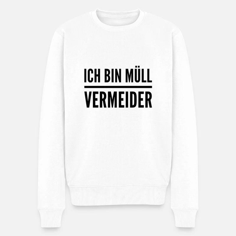 Müllvermeidung ist genial - Männer Premium Bio Pullover - Weiß