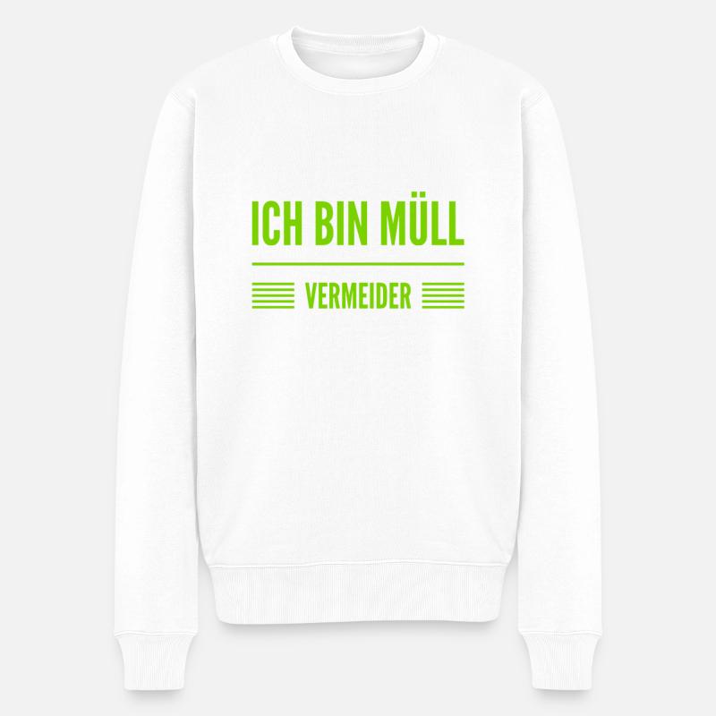 Müllvermeidung ist cool - Männer Premium Bio Pullover - Weiß