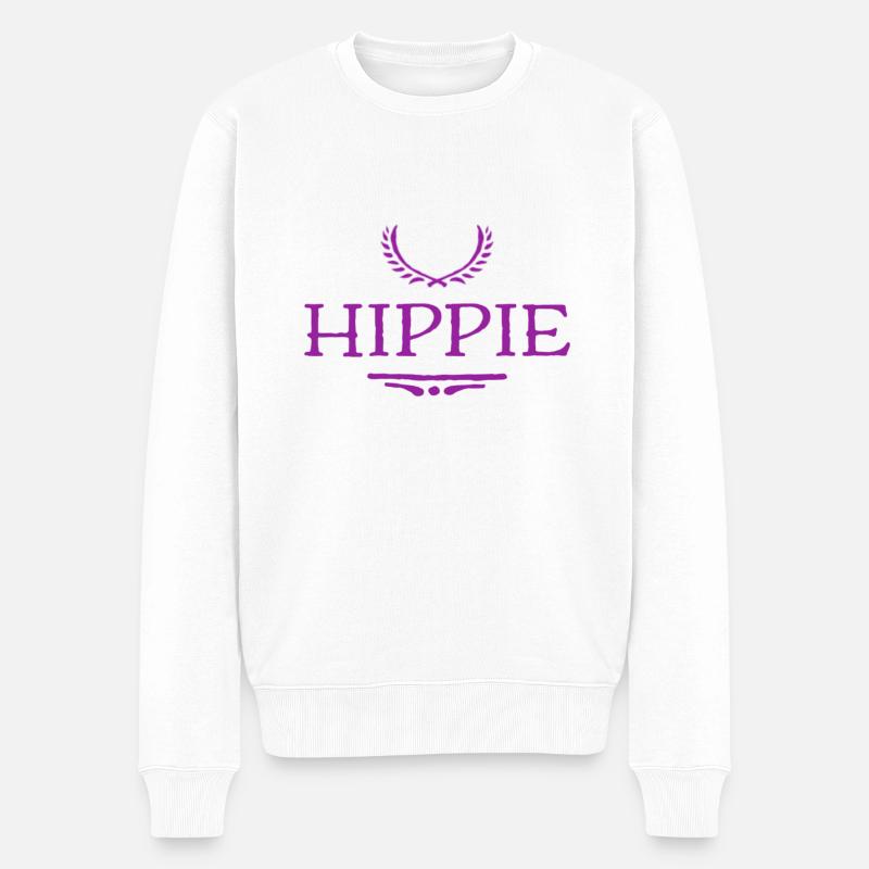 Hippie - Männer Premium Bio Pullover - Weiß