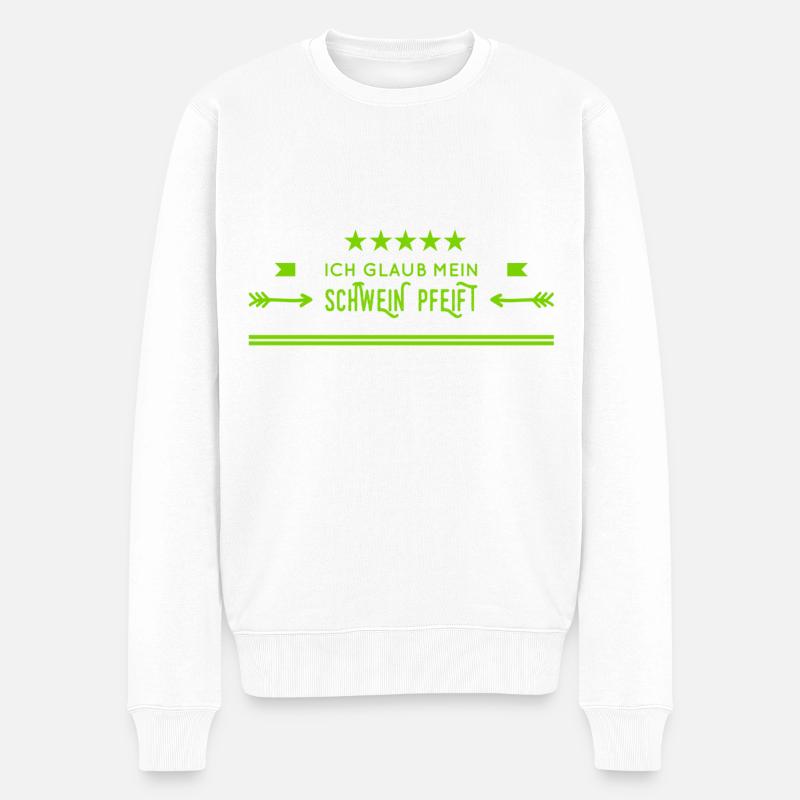 ich glaub mein Schwein pfeift - Männer Premium Bio Pullover - Weiß