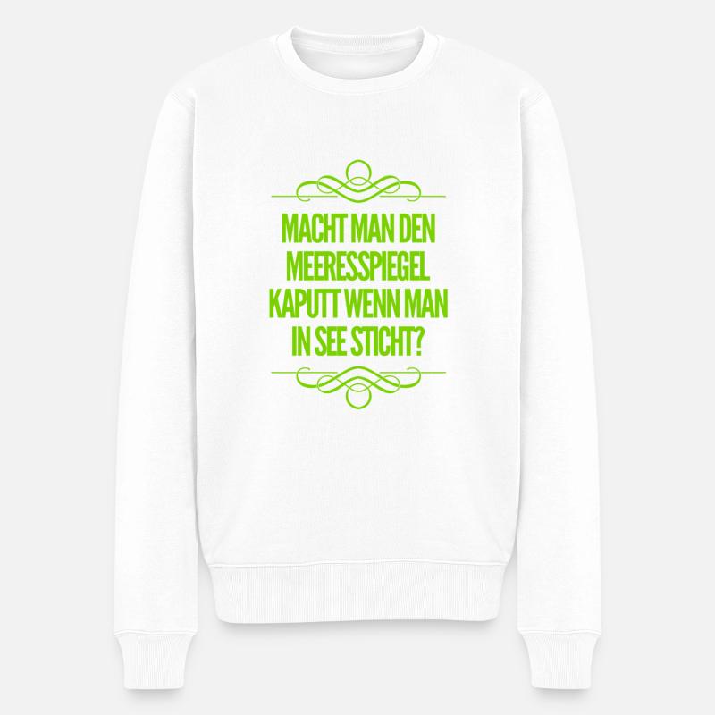 kaputter Meeresspiegel - Männer Premium Bio Pullover - Weiß