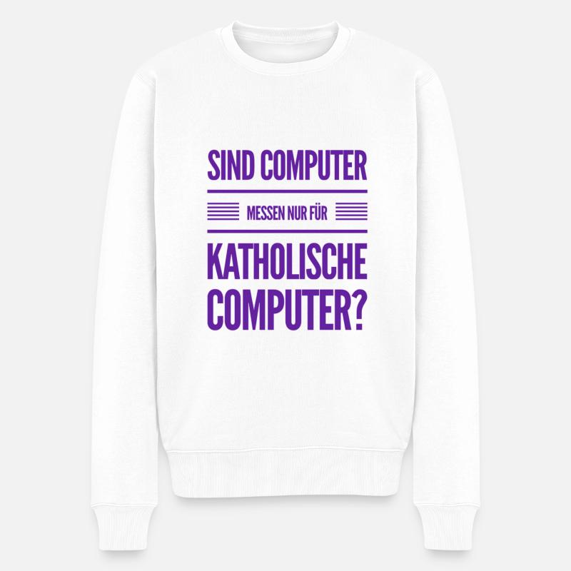 darf ich auf die Computermesse? - Männer Premium Bio Pullover - Weiß