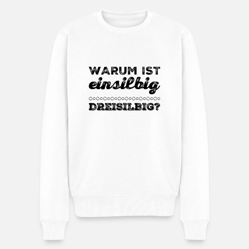einsilbig oder dreisilbig - Männer Premium Bio Pullover - Weiß