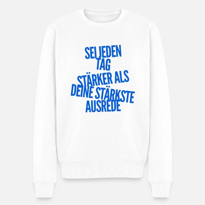 sei stark - Männer Premium Bio Pullover - Weiß