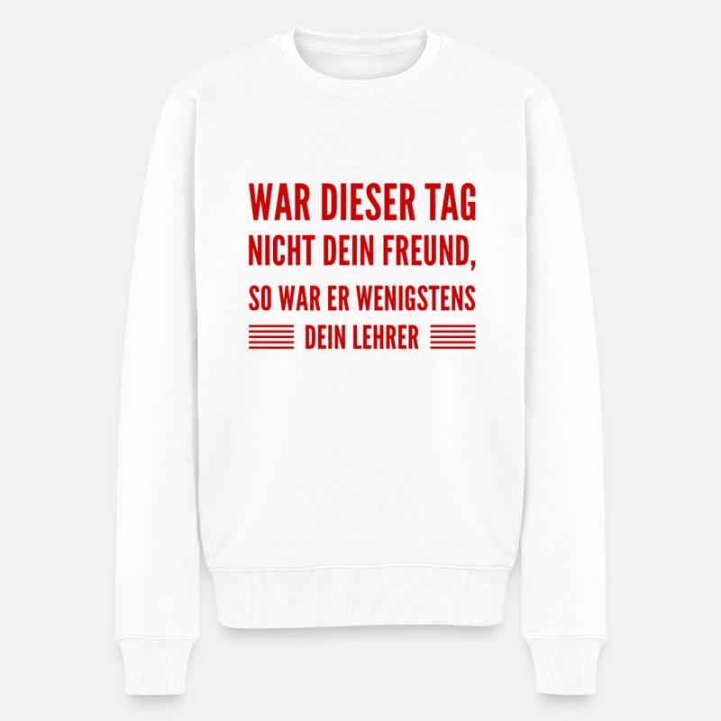 genieße dein Leben - Männer Premium Bio Pullover - Weiß