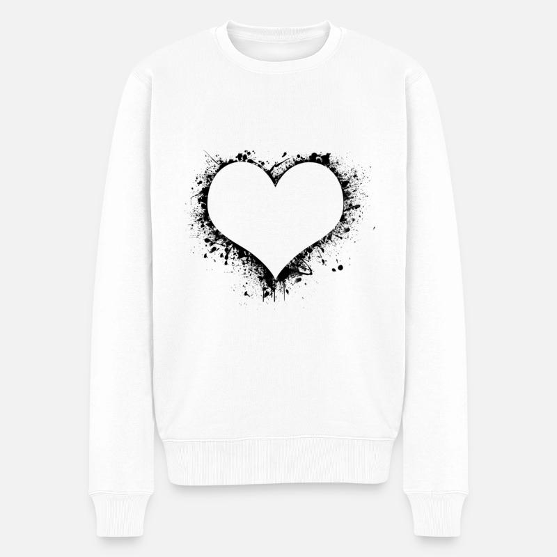 Schwarzes Herz - Männer Premium Bio Pullover - Weiß