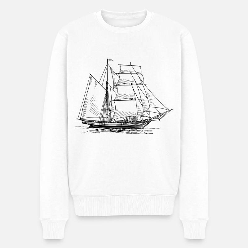 Segelschiff - Männer Premium Bio Pullover - Weiß