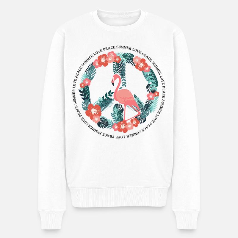 Flamingo Sommer - Männer Premium Bio Pullover - Weiß