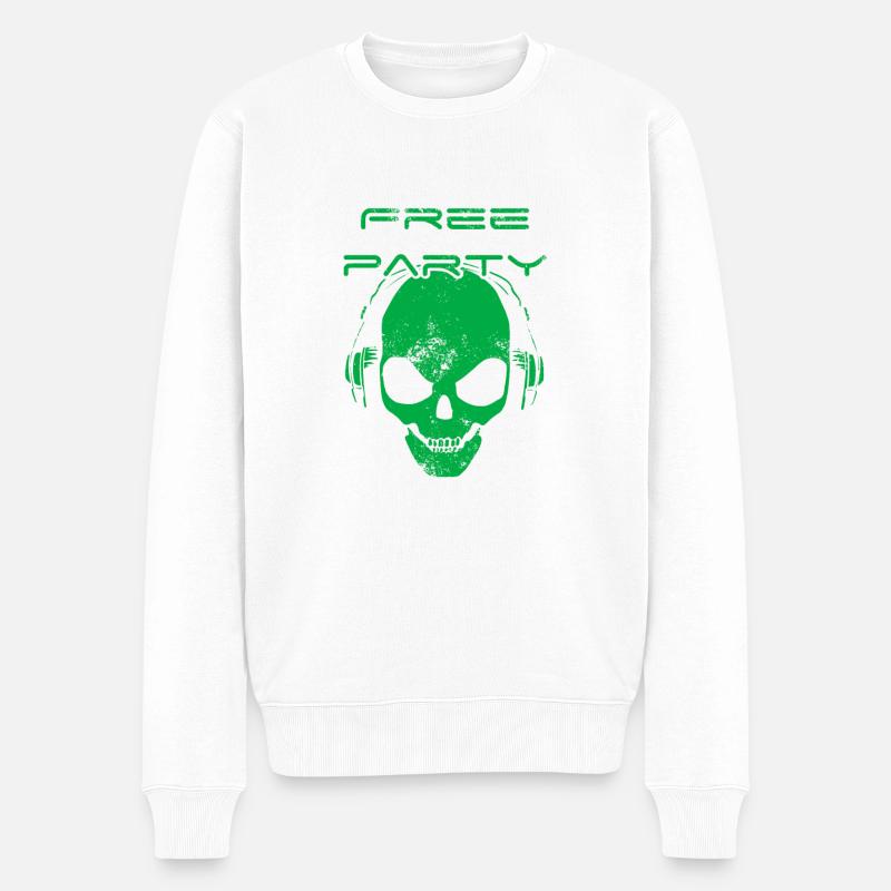 Free party - skull sound system - Pull Premium bio Homme - blanc