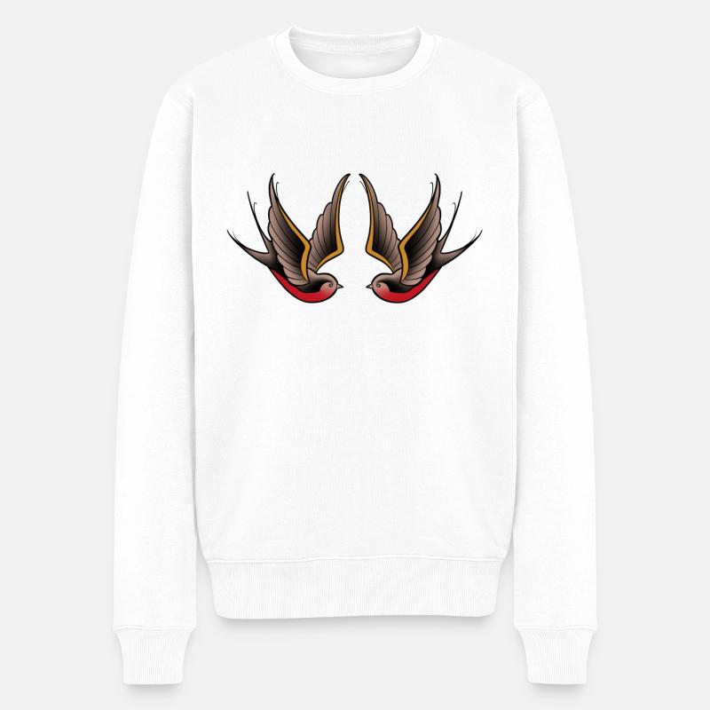 Double oiseau old school style tattoo - Pull Premium bio Homme - blanc