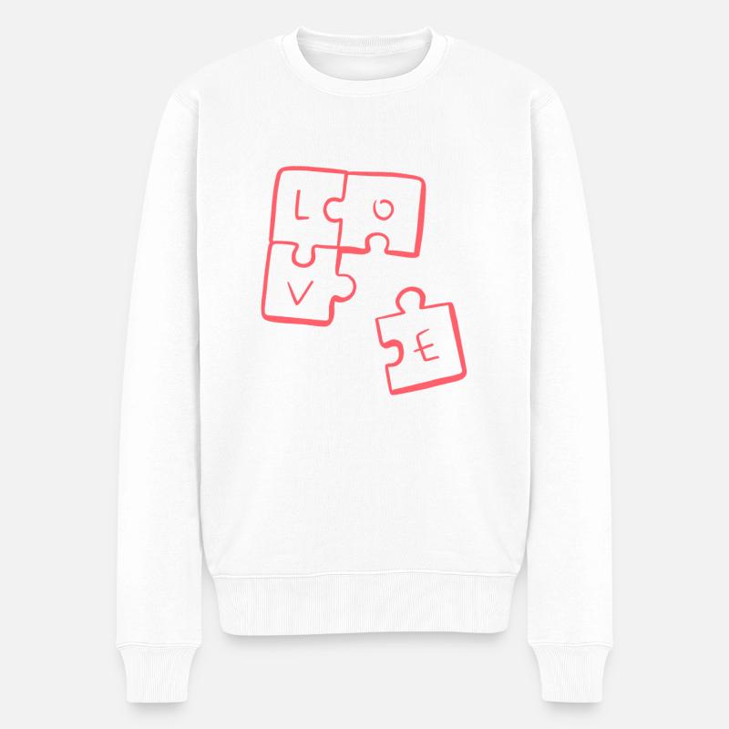 LOVE - Puzzleteile - Männer Premium Bio Pullover - Weiß