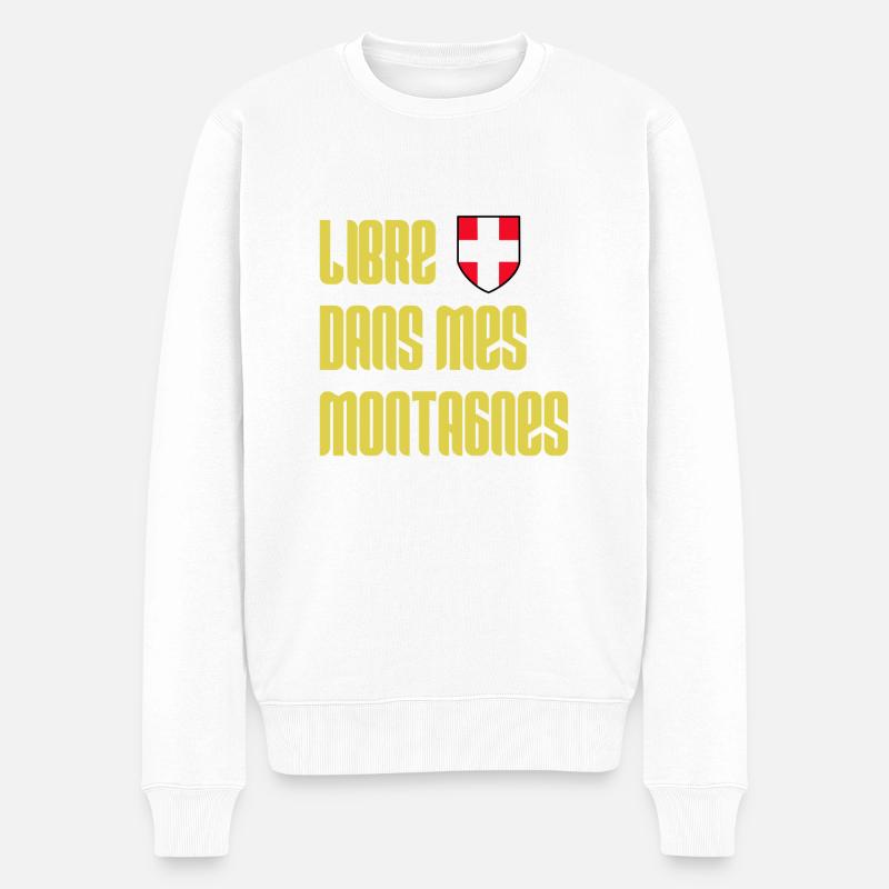 Libre dans mes montagnes - Savoie / Savoyard - Pull Premium bio Homme - blanc
