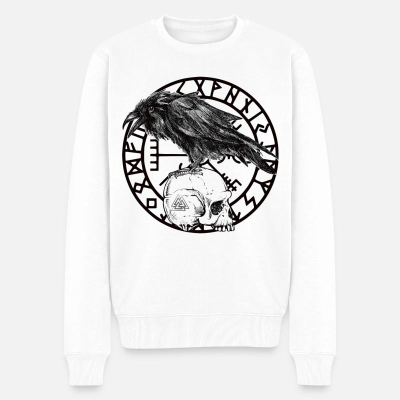 Skull Vegvisir - Männer Premium Bio Pullover - Weiß