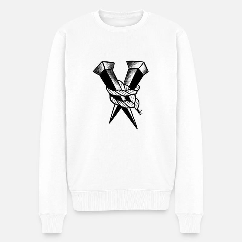 Double clou old school - Pull Premium bio Homme - blanc
