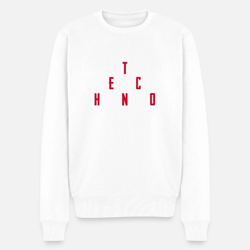 T E C H N O - Männer Premium Bio Pullover - Weiß