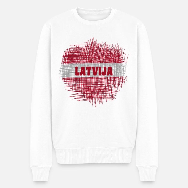 Lettland - Männer Premium Bio Pullover - Weiß