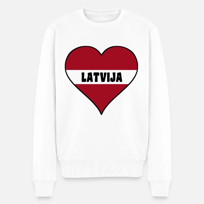Lettland - Männer Premium Bio Pullover - Weiß