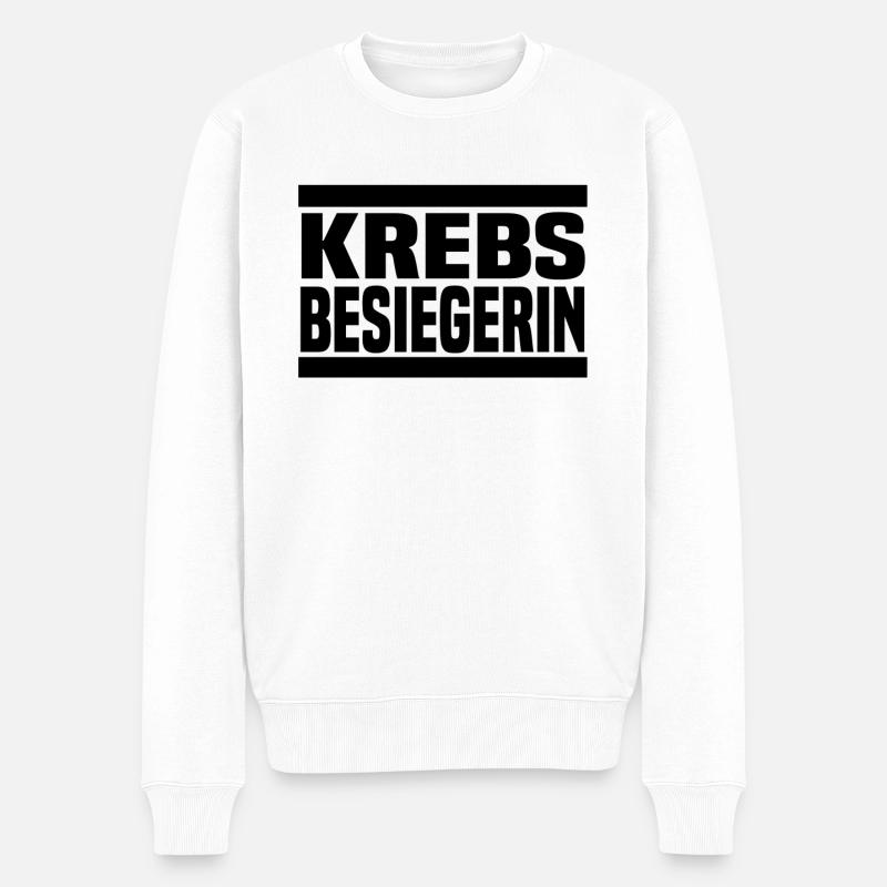 krebsbesiegerin - Männer Premium Bio Pullover - Weiß