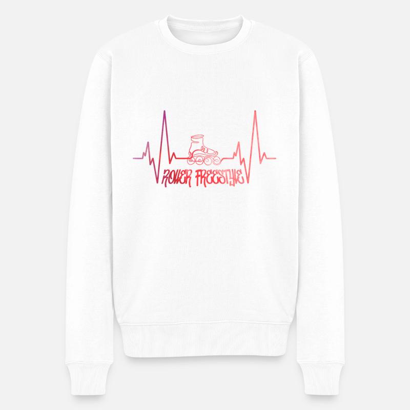 Roller Freestyle heartbeat - Pull Premium bio Homme - blanc