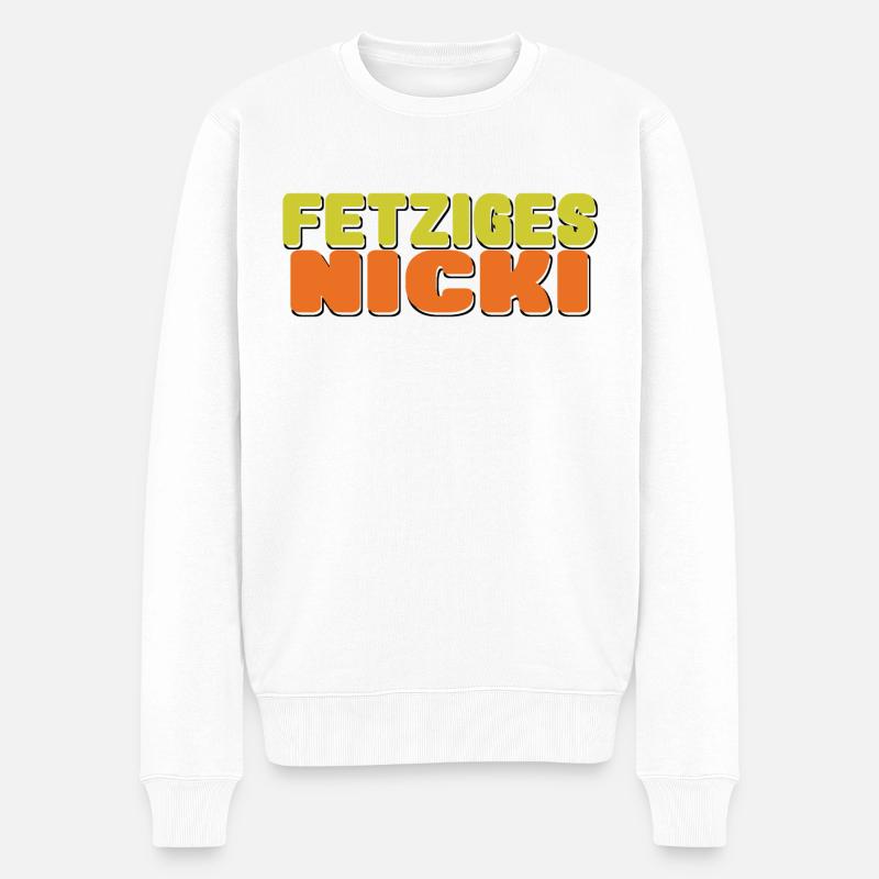 fetziges Nicki - Männer Premium Bio Pullover - Weiß