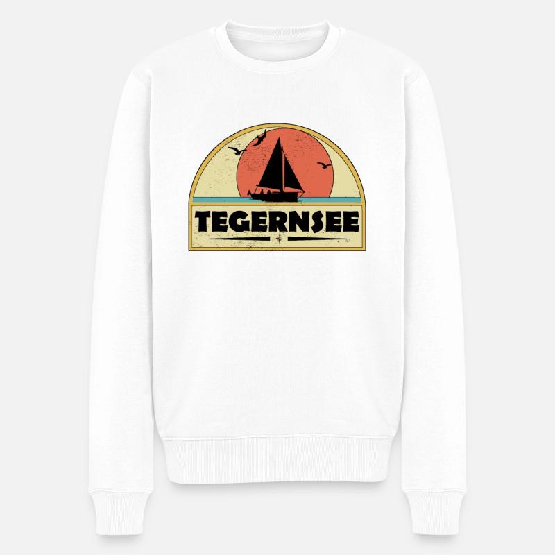 See Segelboot Tegernsee - Männer Premium Bio Pullover - Weiß