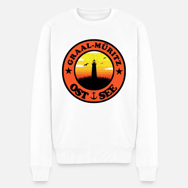 Leuchtturm Ostsee Graal Müritz - Männer Premium Bio Pullover - Weiß