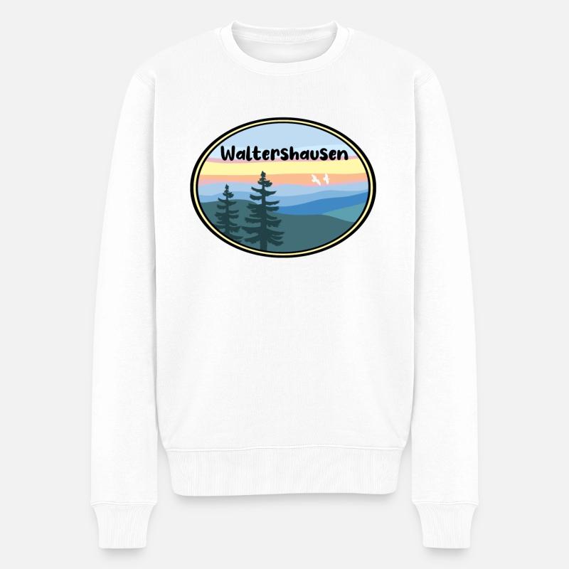 Waltershausen Landschaft - Männer Premium Bio Pullover - Weiß