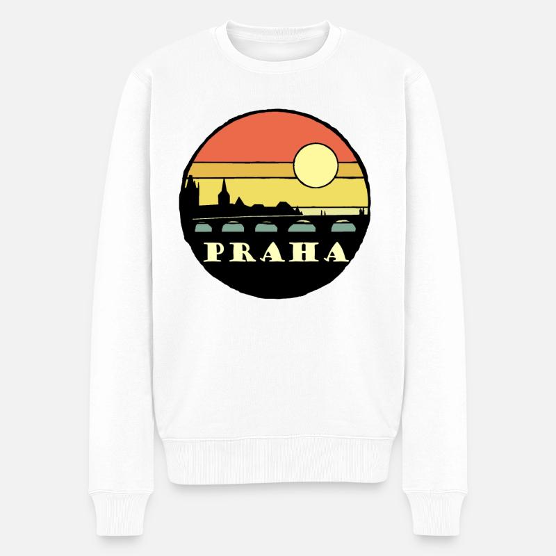 Prag Praha - Männer Premium Bio Pullover - Weiß