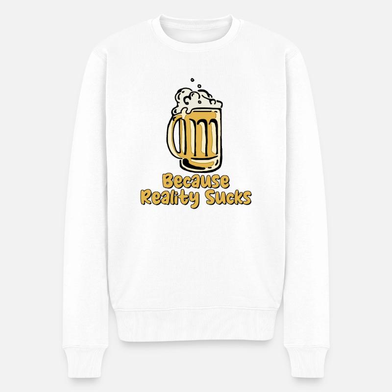 beer reality sucks - Männer Premium Bio Pullover - Weiß