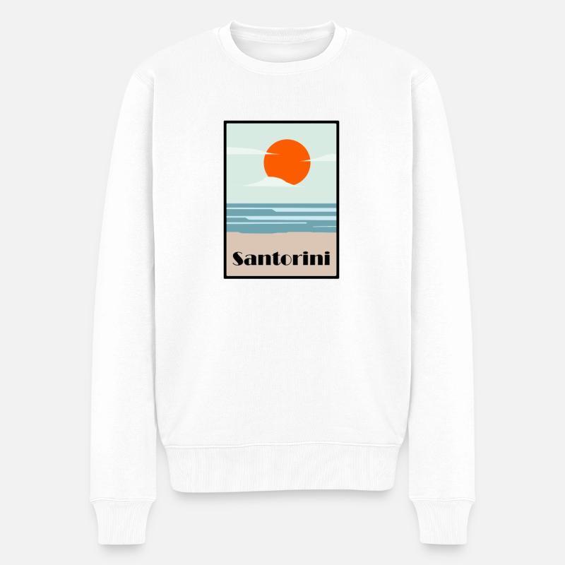 Santorini See Meer art deco - Männer Premium Bio Pullover - Weiß