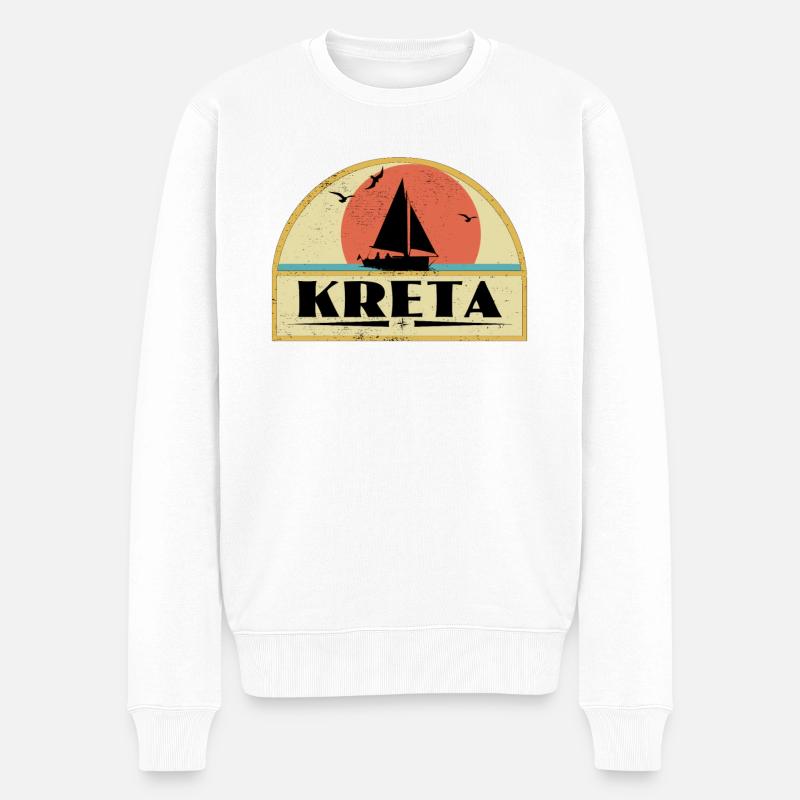 Kreta - Männer Premium Bio Pullover - Weiß