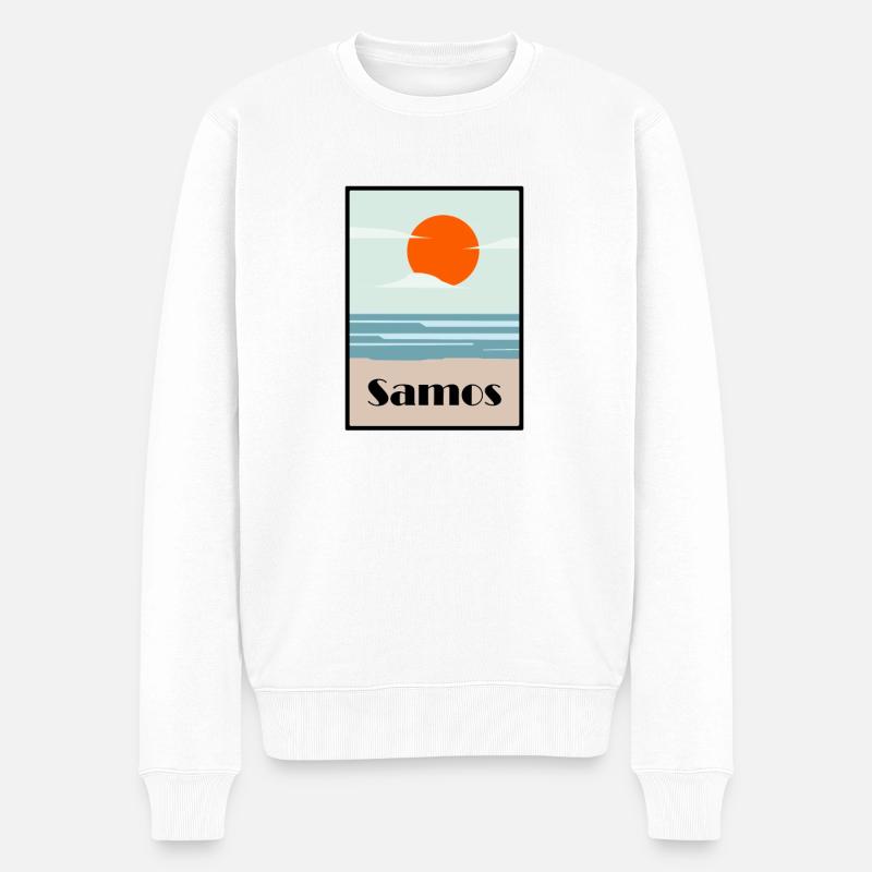 samos See Meer art deco - Männer Premium Bio Pullover - Weiß