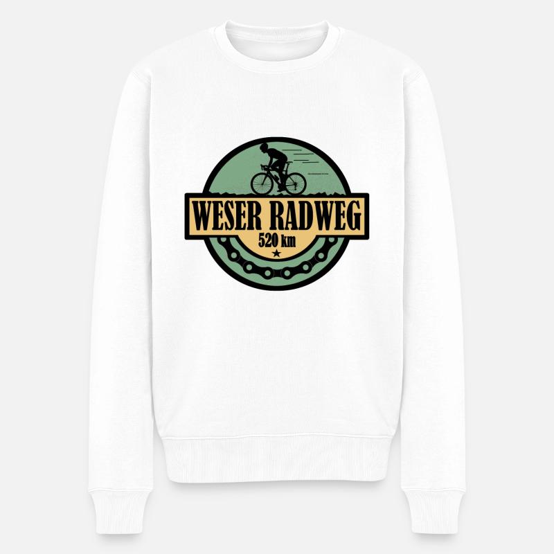 Weser Radweg - Männer Premium Bio Pullover - Weiß