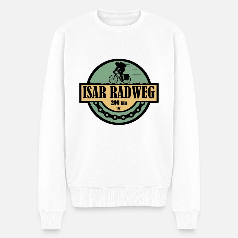 Isar Radweg Sticker - Männer Premium Bio Pullover - Weiß
