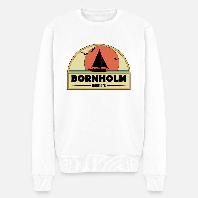 Bornholm Segelboot - Männer Premium Bio Pullover - Weiß