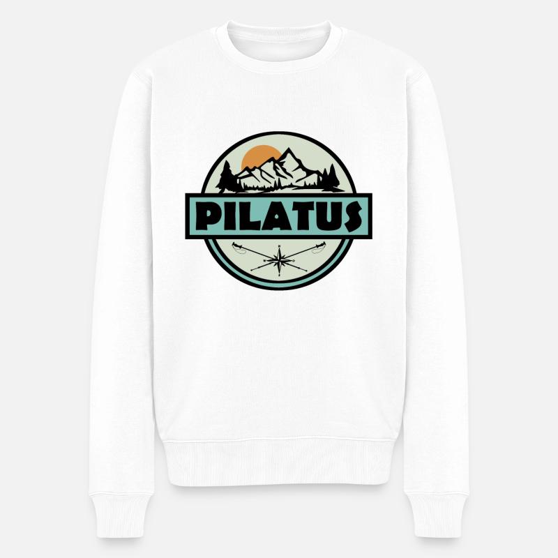 Pilatus Schweiz - Männer Premium Bio Pullover - Weiß