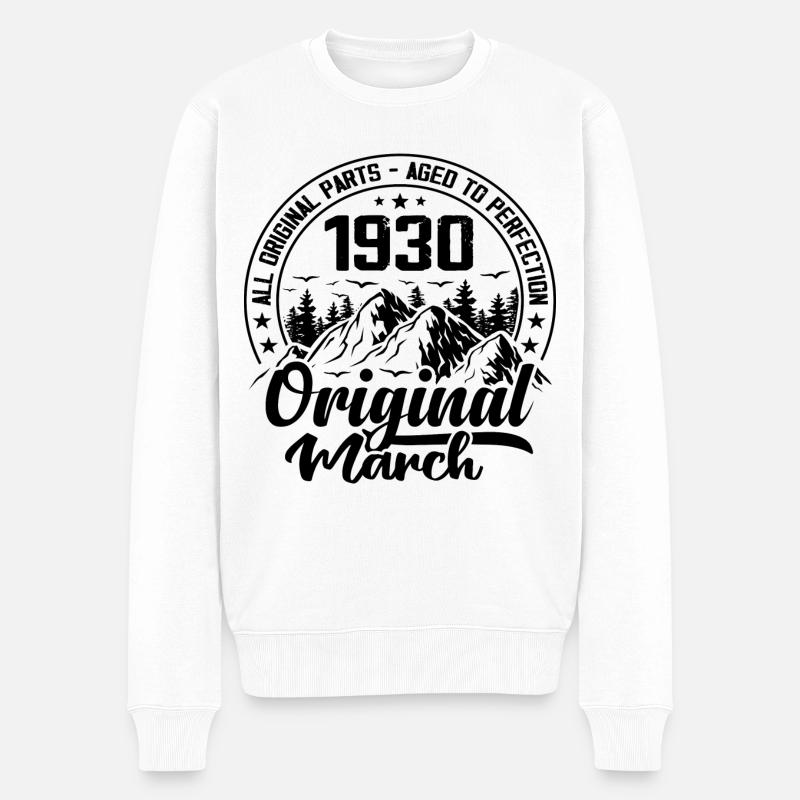 1930 März Original: Geschenk zum 94-jährigen Jubiläum - Männer Premium Bio Pullover - Weiß