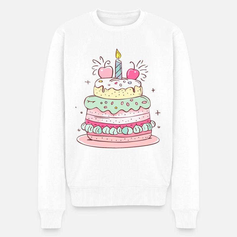 gâteau d'anniversaire joyeux anniversaire - Pull Premium bio Homme - blanc
