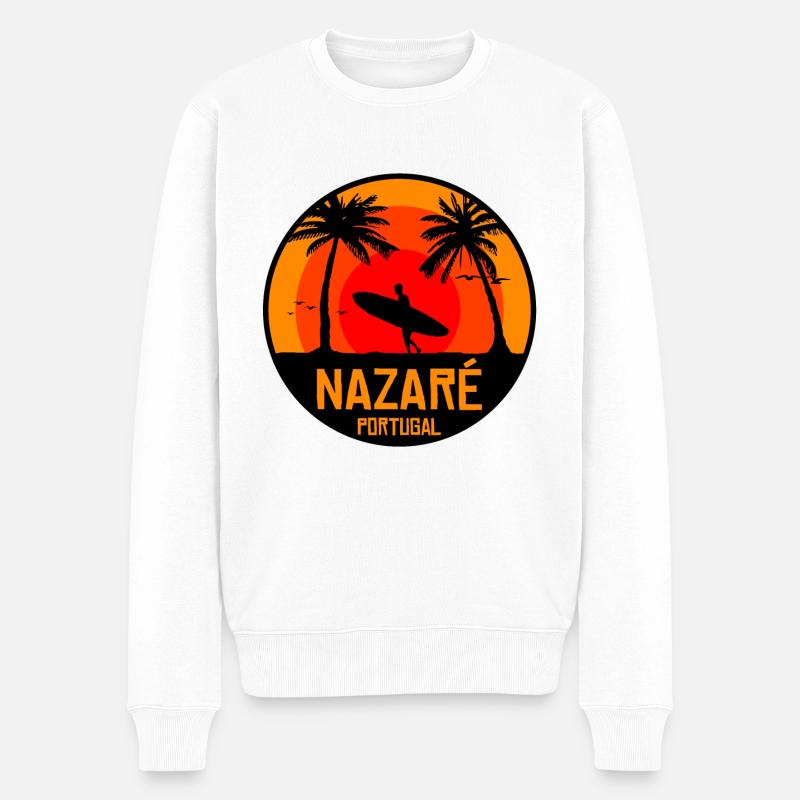 Nazaré, Portugal Surf - Pull Premium bio Homme - blanc