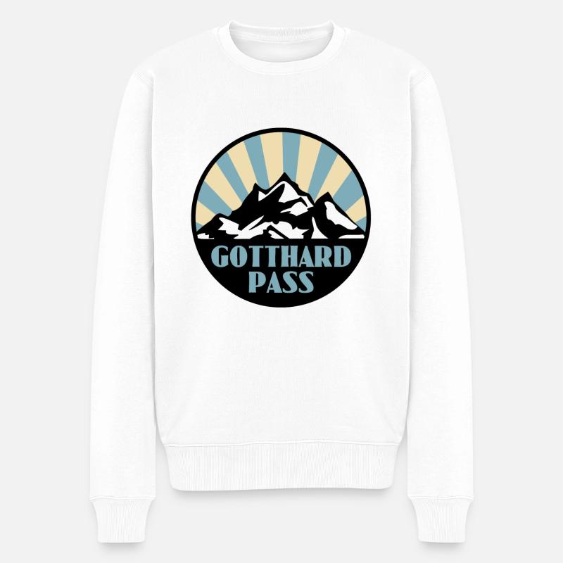 Gotthard Pass - Männer Premium Bio Pullover - Weiß