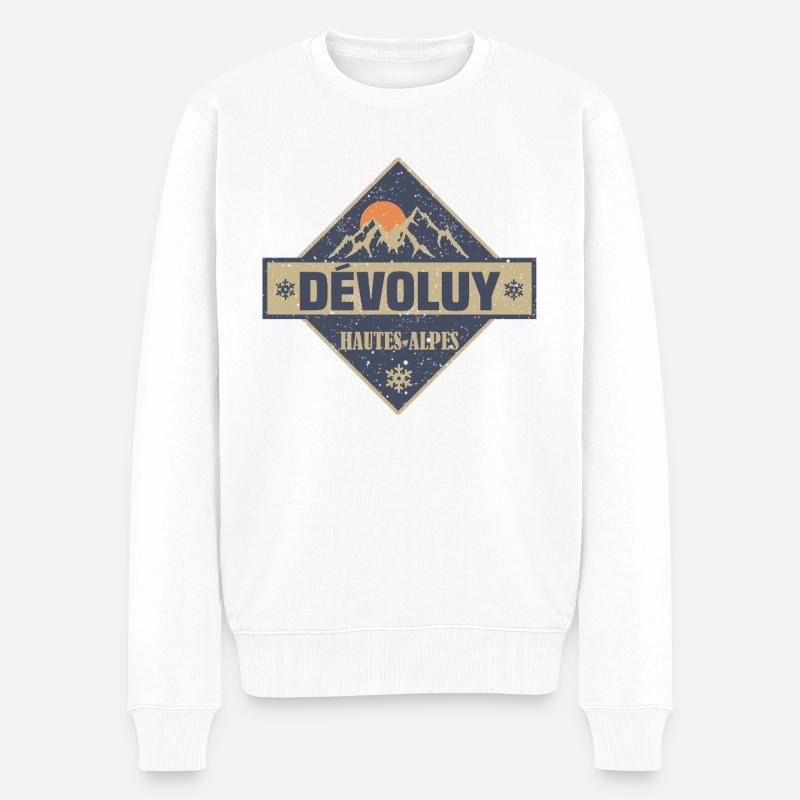 Dévoluy Haute-Alpes - Pull Premium bio Homme - blanc