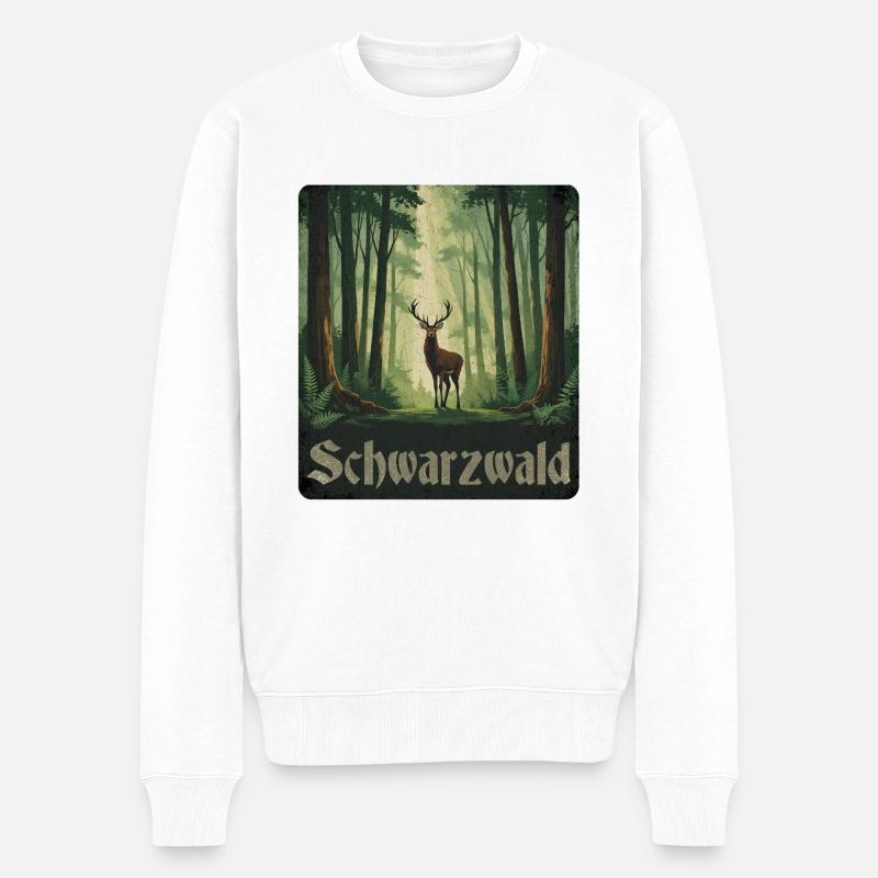 Forêt-Noire avec cerfs - Pull Premium bio Homme - blanc