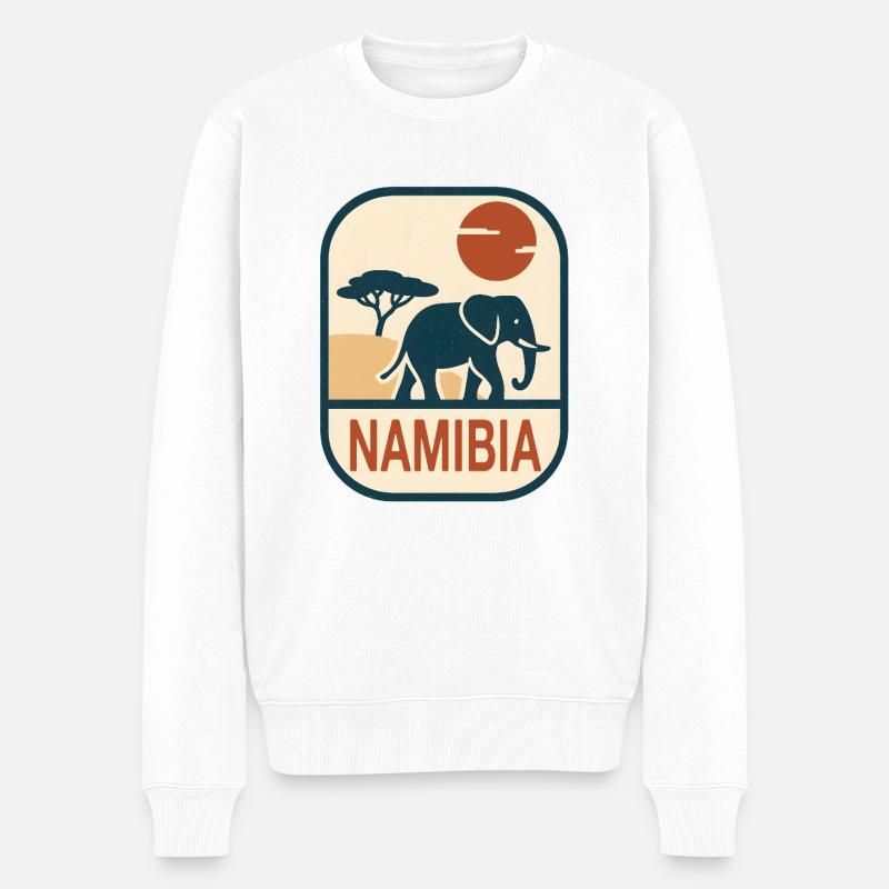 Namibia Elefant Afrika - Männer Premium Bio Pullover - Weiß