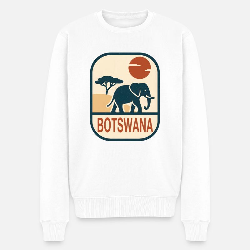 Botswana Eléphant Afrique - Pull Premium bio Homme - blanc