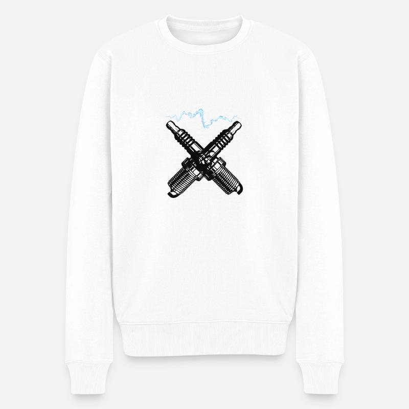 Zündkerzen - Männer Premium Bio Pullover - Weiß
