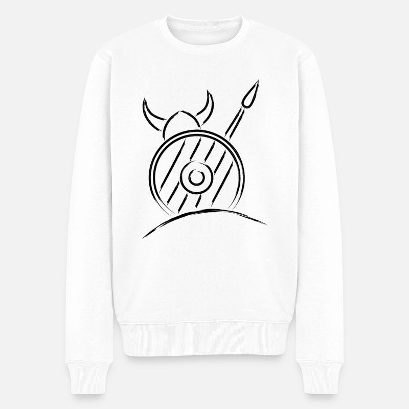 Viking viking avec bouclier et lance - Pull Premium bio Homme - blanc