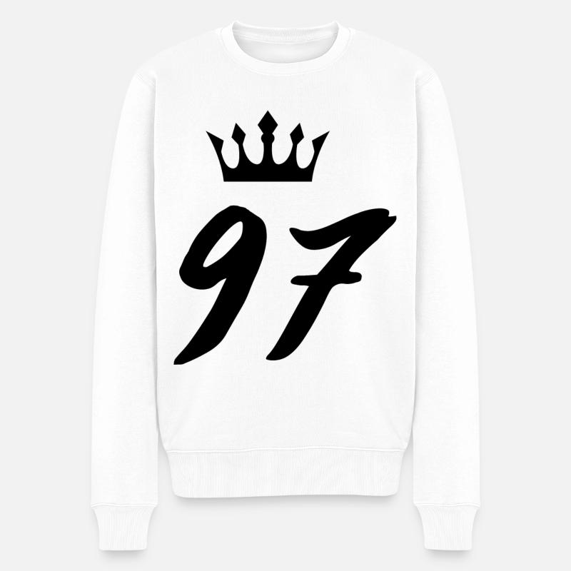 97 Couronne numérique - Pull Premium bio Homme - blanc